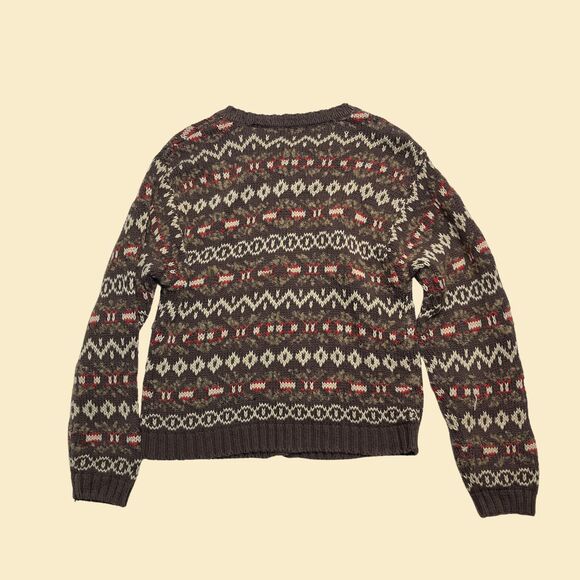 1990s GAP kids XL cardigan sweater, vintage XL (age 11-12) brown/red sweater - Picture 8 of 8